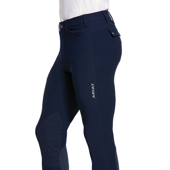 Men's Tri Factor Grip Knee Patch Breech Riding Pant in Navy 10030540 Ariat side