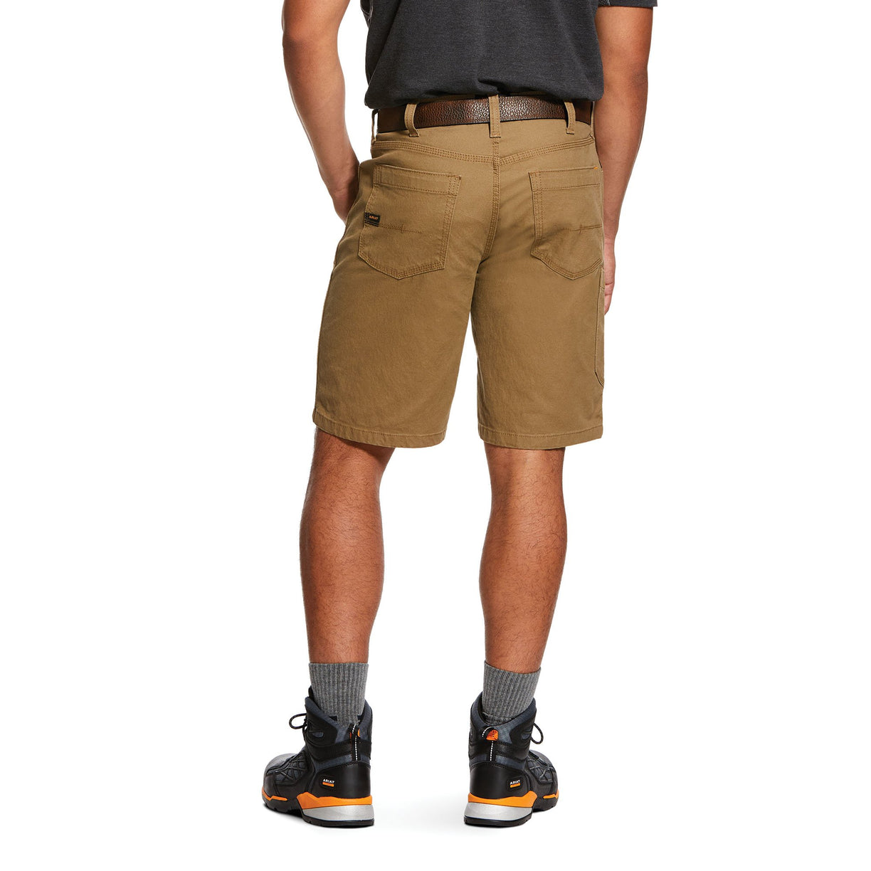 Rebar DuraStretch Made Tough Shorts in Field Khaki Cotton, 10030265 Ariat back