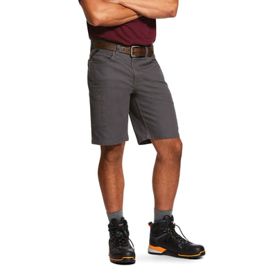 Men's Rebar DuraStretch Made Tough Shorts in Rebar Grey Cotton, 10030271 Ariat