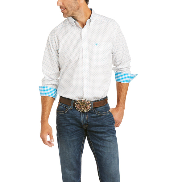 Men's Wrinkle Free Gary Classic Fit Shirt in Hawaiian Ocean 10036446 Ariat