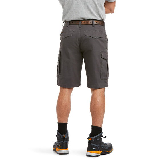 Men's Rebar DuraStretch Made Tough Cargo Shorts in Grey 10034681 Ariat back