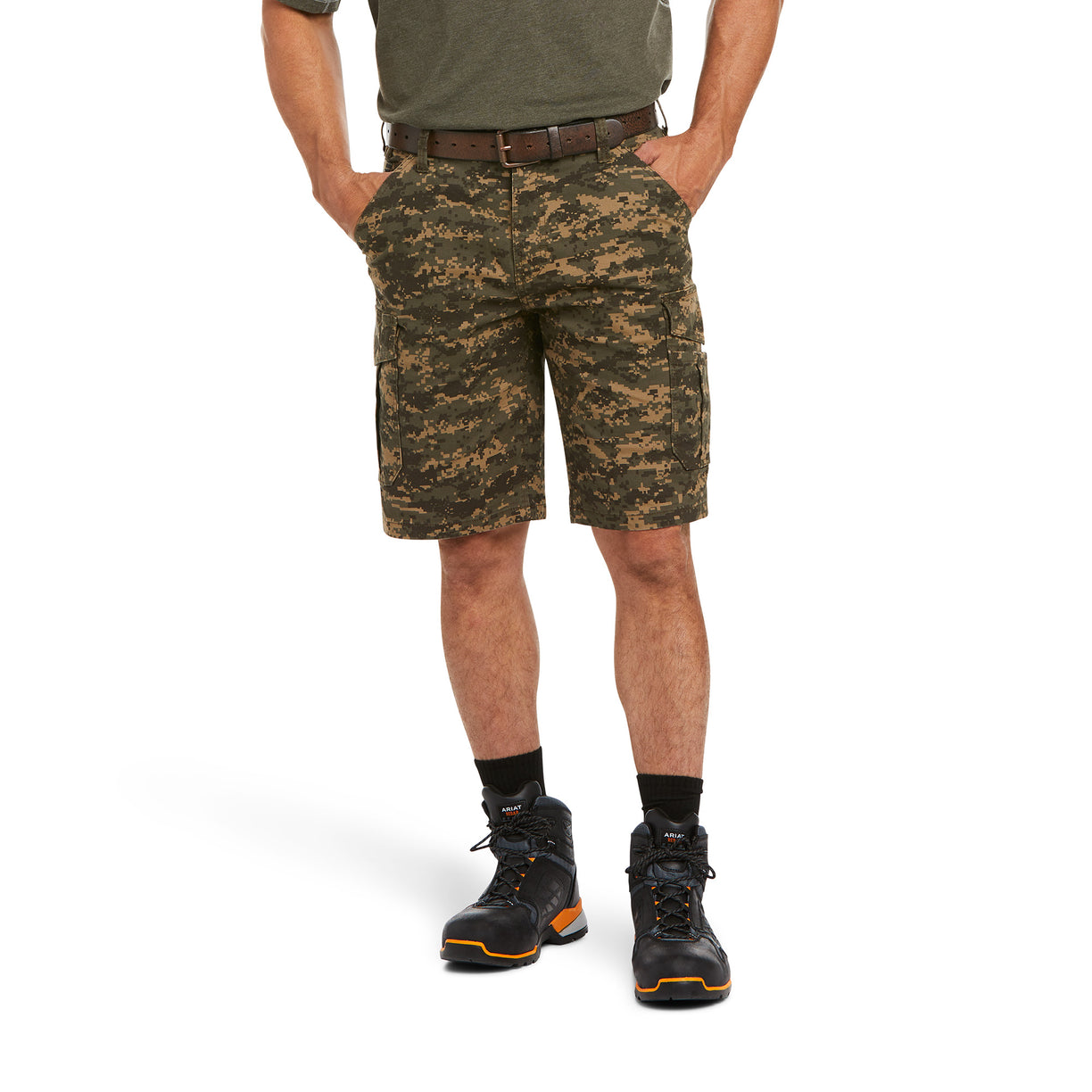 Ariat® Men's Rebar DuraStretch™ Made Tough Rust Brown Shorts 10043171
