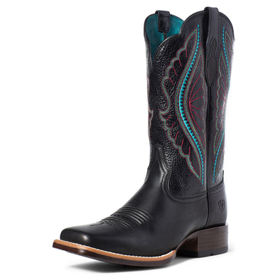 Women's PrimeTime Western Boots in True Black Leather,10035934 Ariat