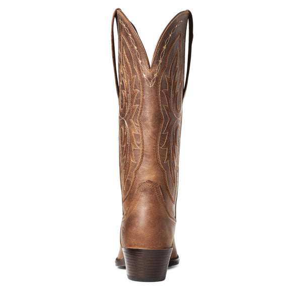 Women's Heritage X Toe Elastic Calf Western Boots in Distressed Brown 10036047 Ariat heel