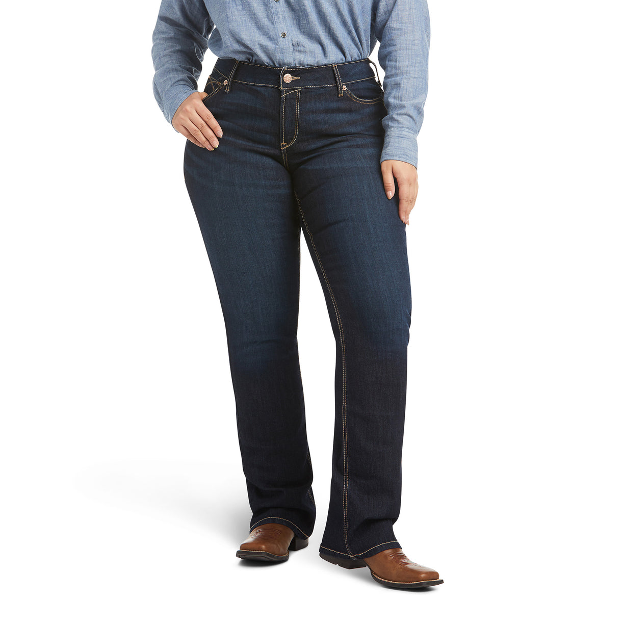 Women's R.E.A.L. Mid Rise Arrow Fit Jocelyn Boot Cut Jeans in Nashville 10036087 Ariat plus