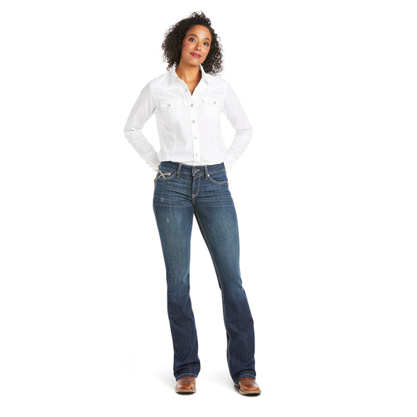 Women's R.E.A.L. Perfect Rise COREY Boot Cut Jeans in Pacific 10036094 Ariat full
