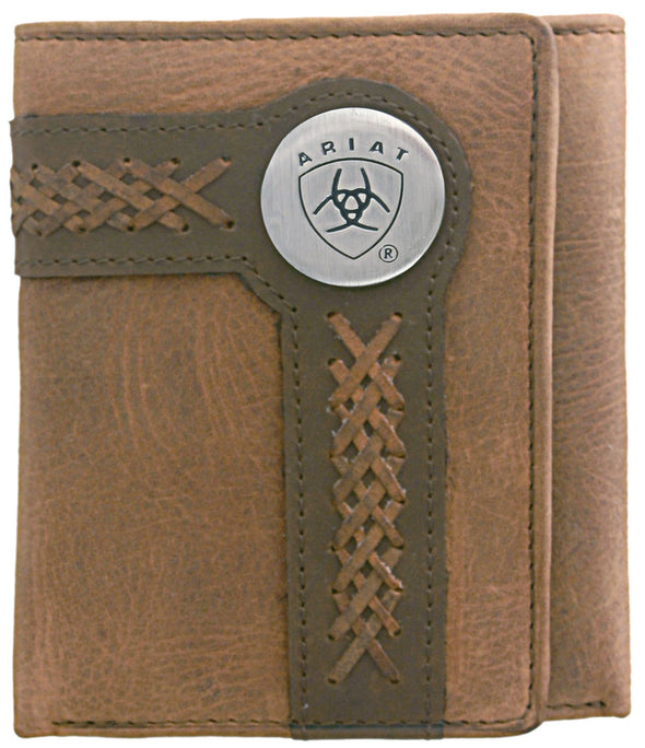 Ariat Tri-Fold Wallet - Accent Overlay Brown / Tan WLT3102A